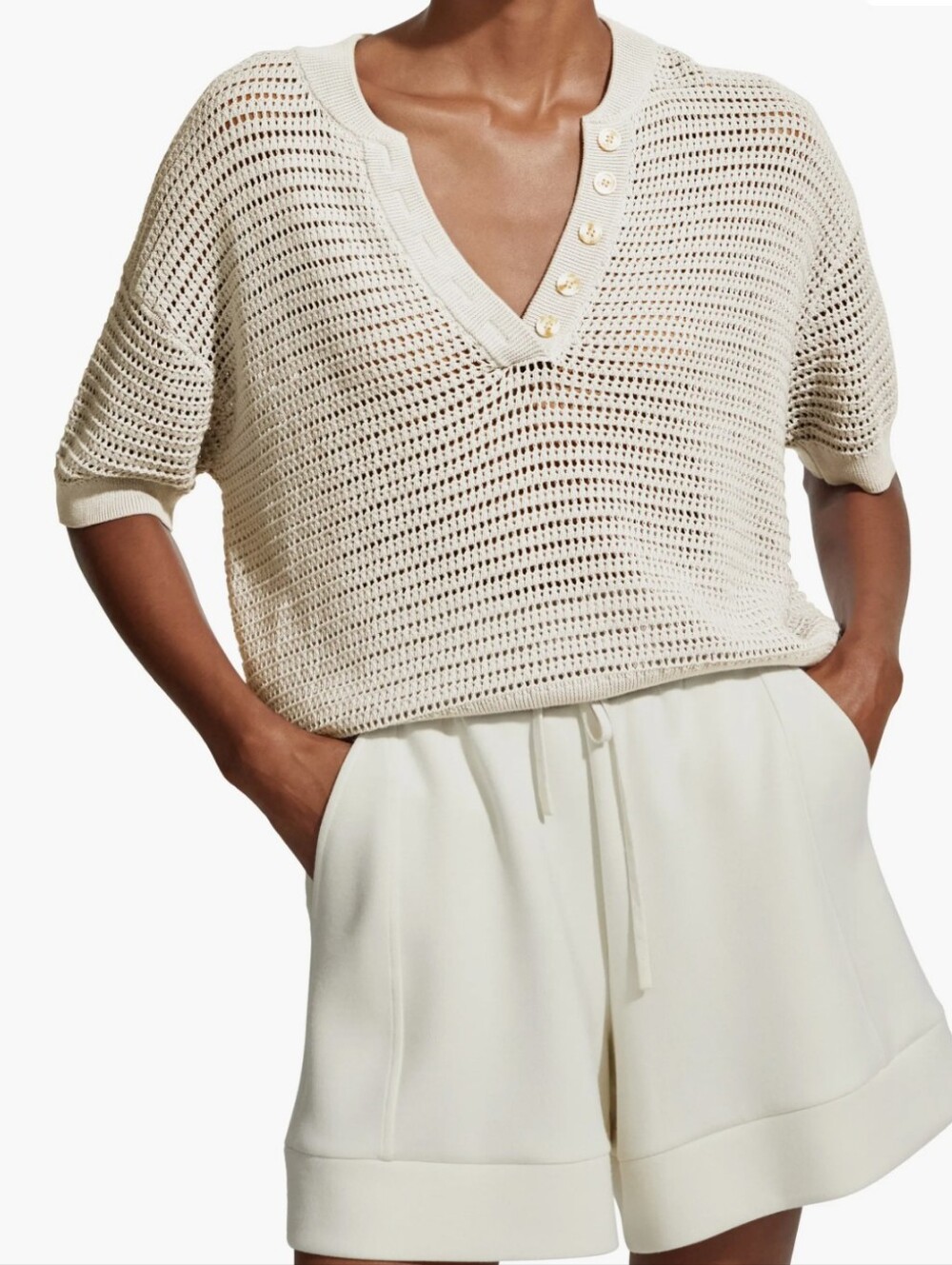 Varley Callie Cotton Short Sleeve Sweater